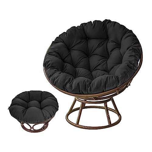 Ventouse Überfülltes Papasan Stuhlkissen, Outdoor Stoff Schaukel Rattan Stuhlkissen, Übergroßes Rundkissen Dick Bequemes Übergroßes Papasan Pad (Color : Schwarz, Size : 100 * 100cm) von Ventouse