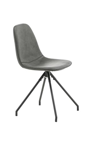 Polar Dining Chair with Spin function - black Legs - Black PU - Black Stitches von Venture Home