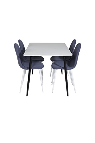 Venture Home Polar Esstisch mit Stühlen, Weiß/Schwarz/Blau, 120 x 75 x 80 cm von Venture Home