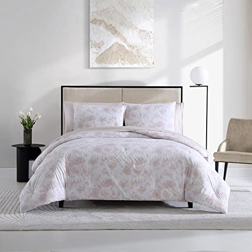 Vera Wang - Queensize-Bettbezug-Set, Baumwolle Designer-Bettwäsche mit passenden Kissenbezügen, Moderne Wohnkultur (Aquarell Blumenrosa, Queen) von Vera Wang