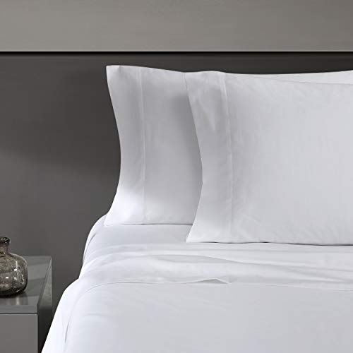 Vera Wang - King-Size-Bettlaken-Set, luxuriöse Satin-Baumwolle, Fadenzahl 800, weiche und Glatte Heimdekoration (weiß, 4-teilig, Kingsize-Bett) von Vera Wang