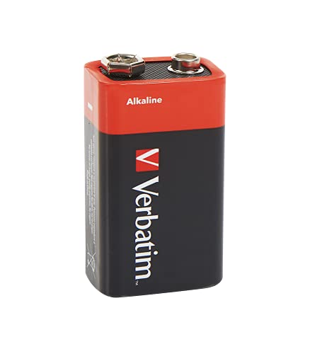 Verbatim Premium Alkali-Blockbatterie, 9 V, 6LR61 Block-Batterie, Alkalibatterie, 9V-Batterie für Spielzeug, Taschenlampe, Rauchmelder uvm, Premium Alkaline-Batterie, 1 Stück von Verbatim