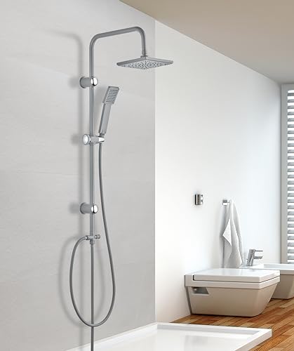 VEREG Duschsäule/Duschpaneel "Fine shower Nakia" in matt hellgrau inklusive Kopf- und Handbrause von Verosan