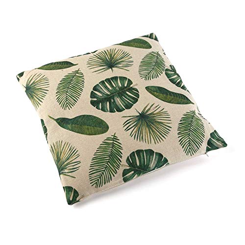 VERSA 21350030 Kissen Quad Füllung Tropic, Polyester, Weiß/Grün, 45 x 45 x 15 cm von Versa