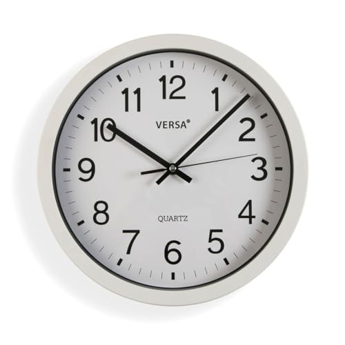 Versa Wanduhr Weiß Kunststoff Quarz 4,3 x 30 x 30 cm von Versa