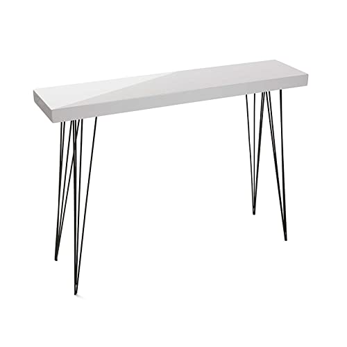 Versa Dallas Schmales Möbelstück für den Eingangsbereich oder Flur, Moderner Konsolentisch, Maßnahmen (H x L x B) 80 x 25 x 110 cm, Holz und Metall, Farbe: Weiß von Versa