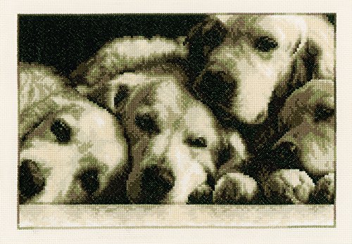 Vervaco Zählmuster Labradorfamilie Zählmusterpackung-Stickpackung im gezählten Kreuzstich, Baumwolle, Mehrfarbig, 33 x 23 x 0.3 cm von Vervaco