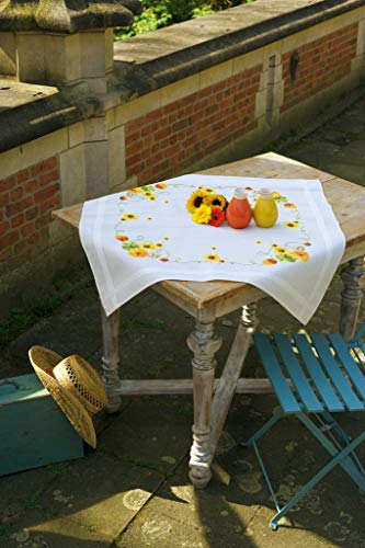 Vervaco PN-0157711 Bedruckte Sonnenblumen & Kürbis Tischdecken Stickset, Baumwolle, mehrfarbig, 80 x 80 cm / 32" x 32" von Vervaco