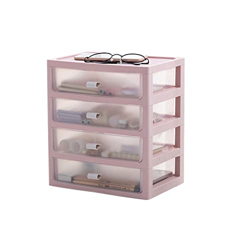 Aufbewahrungseinheit 4-Schubladen Mini Desktop Tower Kunststoffeinheit Organizer Ordentliche Schubladenbox Kleinteile Bastelschreibtisch Badezimmer Küchenbüro, L26 x B18 x H29 cm von Verve Jelly