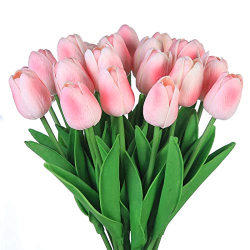Veryhome Künstliche Blumen Gefälschte Blume Tulpe Latex Material Real Touch für Hochzeitszimmer Home Hotel Party Dekoration und DIY Decor （ Rosa - 10Stück ） von Veryhome