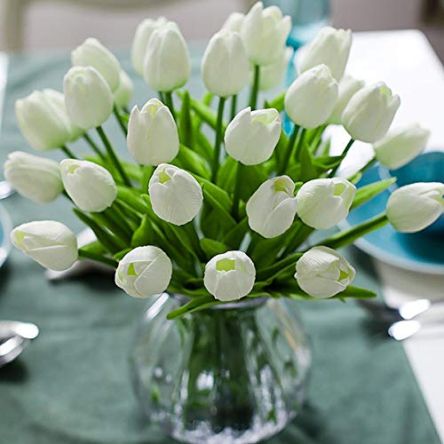 Veryhome Künstliche Blumen Gefälschte Blume Tulpe Latex Material Real Touch für Hochzeitszimmer Home Hotel Party Dekoration und DIY Decor （ Weiß - 10Stück ） von Veryhome