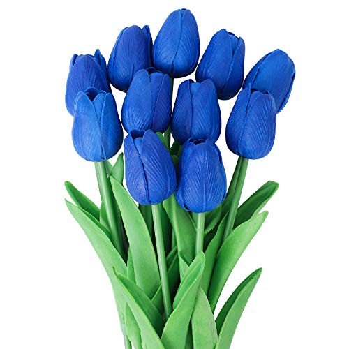 Veryhome Künstliche Blumen Gefälschte Blume Tulpe Latex Material Real Touch für Hochzeitszimmer Home Hotel Party Dekoration und DIY Decor (Königsblau - 10Stück, 10Stück) von Veryhome