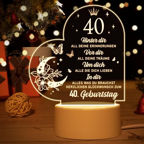 40 Geburtstag Frau Mann, Geschenke zum 40. Geburtstag - Acryl Nachtlicht Geschenke Deko, 1983 40. Geburtstag für Vater, Mutter, Freunde, Ehemann, Ehefrau, 40. Geburtstag Geschenkideen von Vetbuosa