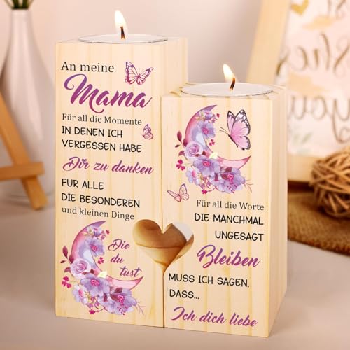 Vetbuosa Muttertagsgeschenke für Mama - Blumen Schmetterling Kerzenständer Geschenke für Mama, Geburtstagsgeschenk für Mama, Mama Geschenk für Mama Zum Geburtstag, Muttertag Gesche von Tochter & Sohn von Vetbuosa