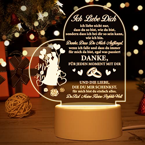 Vetbuosa Jahrestag Geschenk, LED-Nachtlicht mit romantischen Sprüchen Hochzeitstag Geschenke für Paare, Jahrestag Geschenk für Sie Ihn, Hochzeitstag Geschenke, liebe dich von Vetbuosa