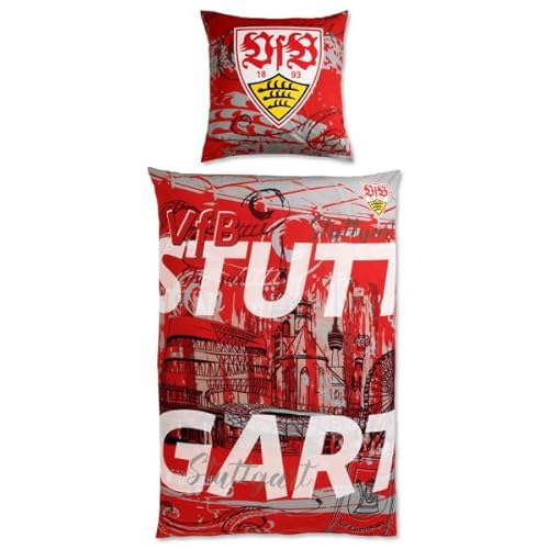 VFB Stuttgart Bettwäsche Heimat GOTS 135x200 + 80x80 cm von VfB Stuttgart