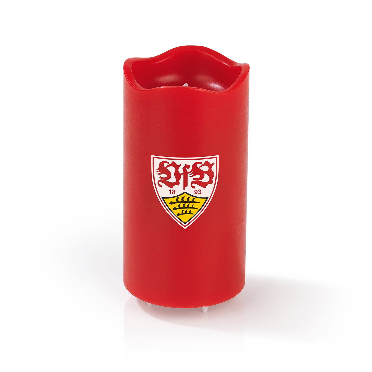 LED-Echtwachskerze - Mit rotierendem VfB-Wappen - rot von VfB Stuttgart