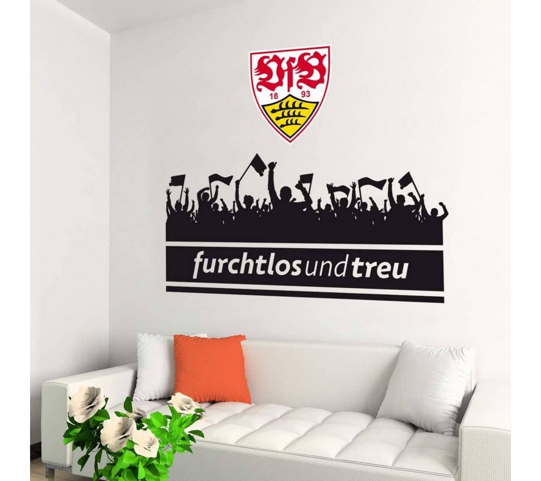 VfB Stuttgart Wandtattoo Fußball Wandtattoo VfB Stuttgart Furchtlos und Treu Schriftzug Wappen 1893, Wandbild selbstklebend, entfernbar von VfB Stuttgart