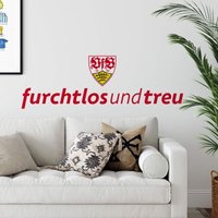 Fußball Wandtattoo Vfb Stuttgart furchtlos und treu Schriftzug Wappen 1893 Logo Wandbild selbstklebend 100x33cm - rot von VfB Stuttgart