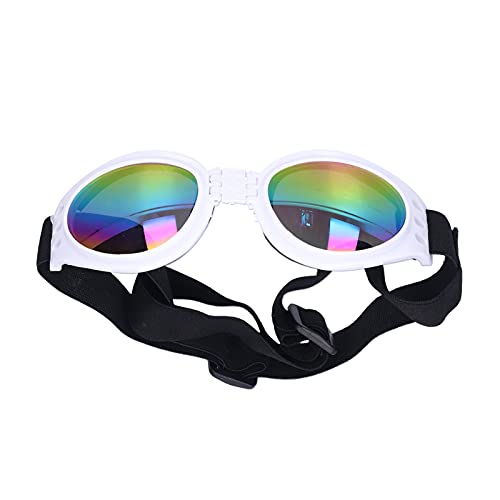 Hundebrille, Verstellbare wasserdichte Winddichte Sonnenbrille für Haustiere Sommer Faltbare UV-Schutzbrille für Hunde für Mittlere und Große Hunde[Weiß] Sonnenbrillen von ViaGasaFamido