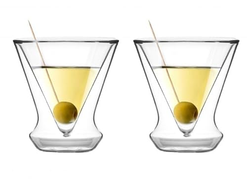 Vialli Design Set 2 x Martini-Gläser Doppelwandig 155 ml, Cocktailgläser, Soho-Kollektion, Trinkgläser, Gläser Modern, Glass für Espresso Martini, Longdrinkgläser, Partygläser, Borosilikatglas von Vialli Design