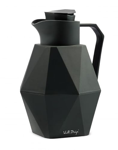 Vialli Design Thermoskanne Mit Glaseinsatz 1L für Tee, Kaffee, Geo Kollektion, Moderne Thermosflasche Schwarz Geometrische, Isolierkanne mit Henkel, Thermo-Kaffeekaraffe, Höhe 25,5 cm von Vialli Design