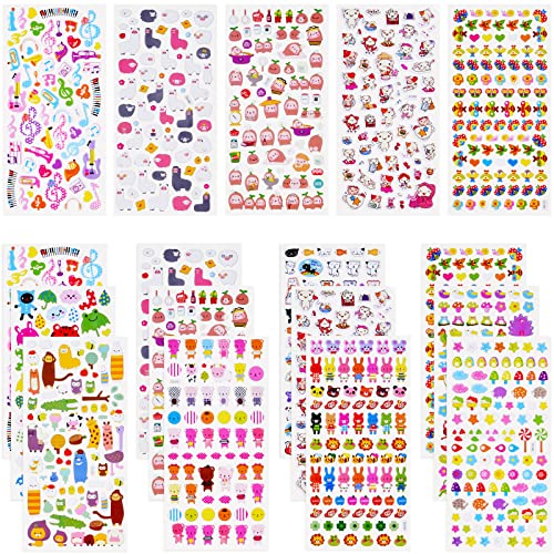 Vicloon 3D Aufkleber für Kinder, 30 Verschiedene 3D Stickers 550+ Geschwollene Aufkleber für Jungen Mädchen and Lehrer Belohnungssticker von Vicloon