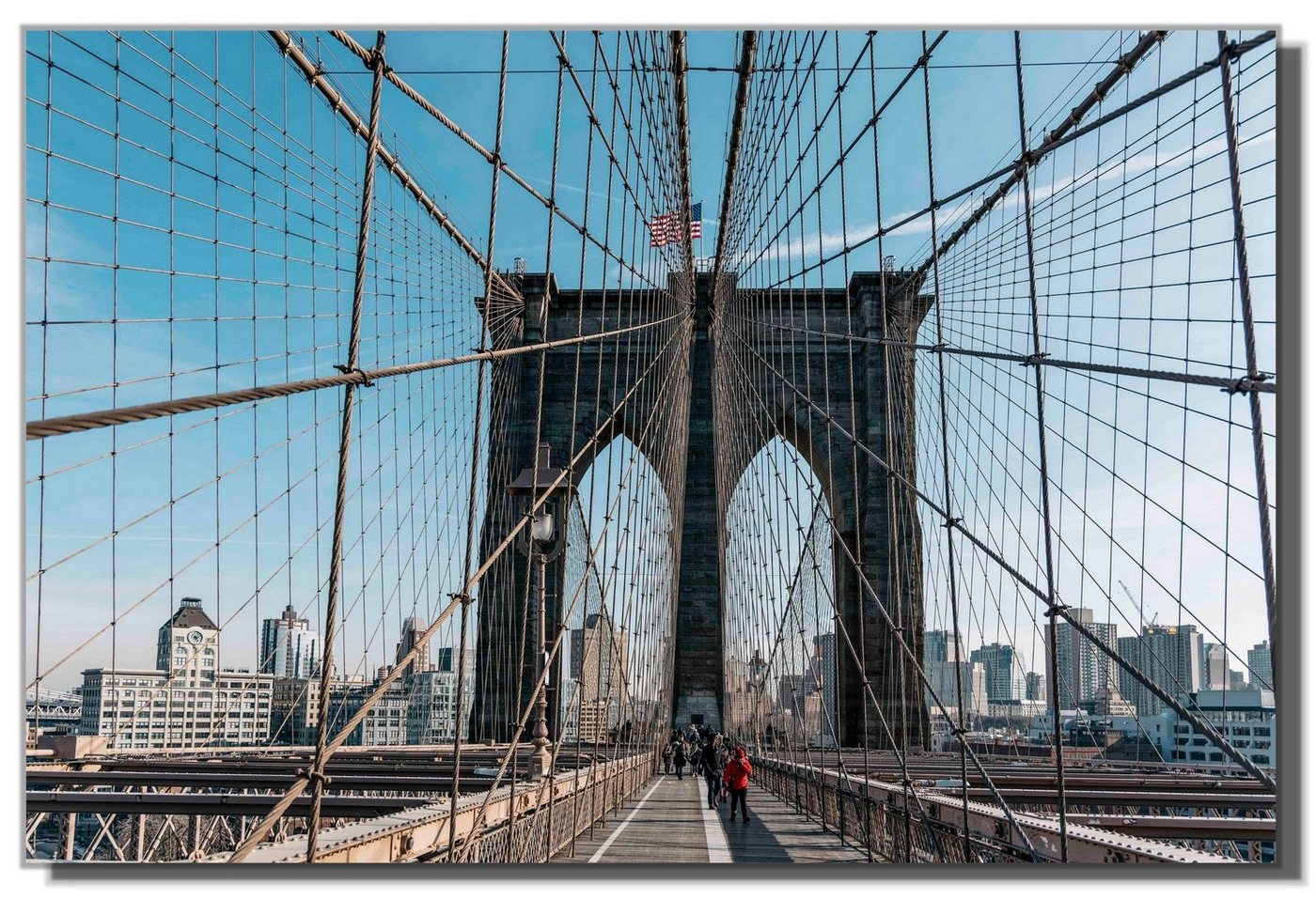 Victor (Zenith) Acrylglasbild Acrylglasbild \"Flag over Brooklyn Bridge\" - Größe: 60 x 90 cm, Städte, In 60 x 60 cm, Städte, Bilder New York, Glasbilder Brücke von Victor (Zenith)