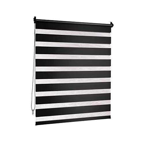 Victoria M. Doppelrollo Klemmfix Duo-Rollo Klemmmontage ohne Bohren für Fenster und Tür Lichtdurchlässig und Verdunkelnd mit Kettenzug, 80 x 150 cm Schwarz von Victoria M.