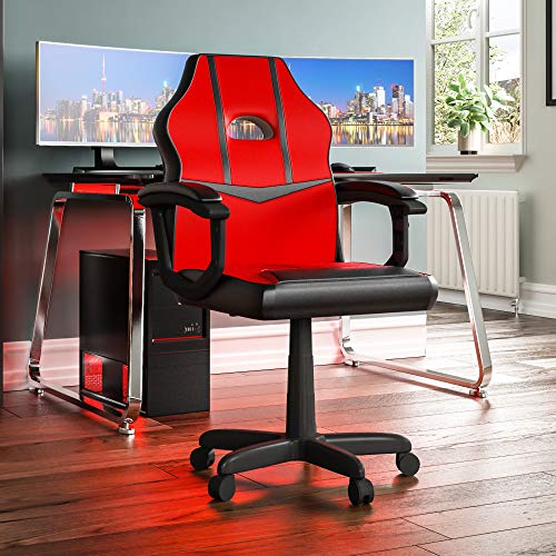 Vida Designs Racing Comet Gaming-Computer-Stuhl, rot/schwarz, Bürostuhl, verstellbarer, drehbarer Lehnstuhl, Polyurethan-Kunstleder, 101 x 58 x 55 cm von Vida Designs