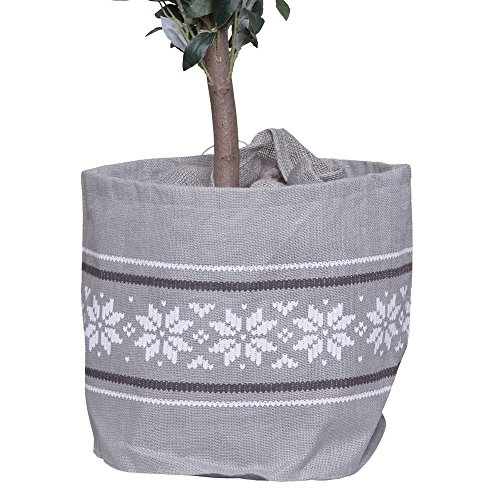Videx Jute-Übertopf Kübelpflanzen Norwegermuster, grau/weiß, H: 22 cm x B: 27 cm von Videx