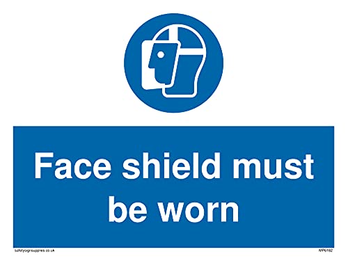 5 Stück – Face sheild must be worn Sign – 200 x 150 mm – A5L von Viking Signs