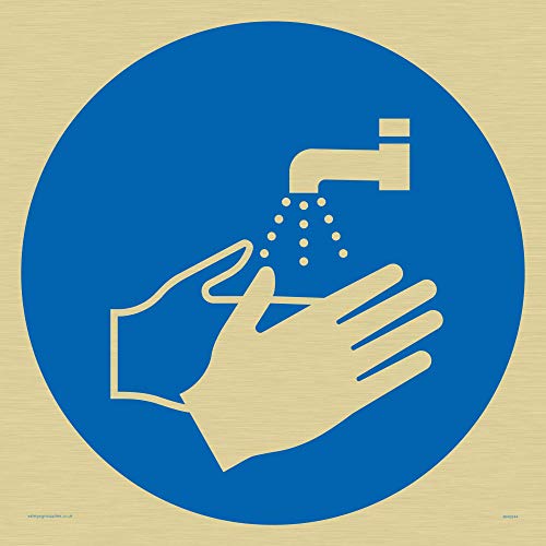Handwasch-Symbol – Kunststoff, halbstarr, Gold. von Viking Signs