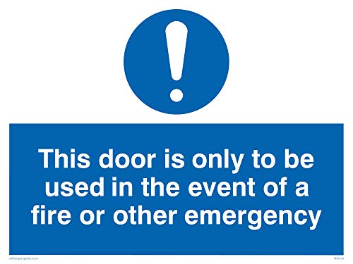 Viking Schilder MA5724-A3L-V Schild "This Door Is Only To Be Used In The Event Of A Fire Or Other Emergency", Vinyl, 300 mm H x 400 mm B von Viking Signs