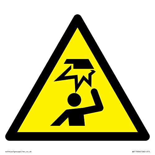 W020 Warnschild "Warning: Overhead obstacle" – 150 x 150 mm – S15 von Viking Signs