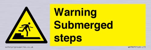 Warnschild "Warning Submerged Steps", 150 x 50 mm, L15 von Viking Signs