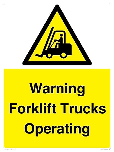 Warnschild mit Aufschrift "Warning Forklift Trucks Operation", 300 x 400 mm, A3P von Viking Signs