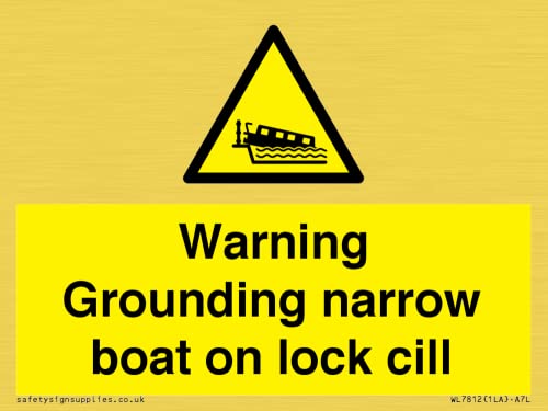 Warnschild mit Aufschrift "Warning Grounding narrow boat on lock cill", 100 x 75 mm, A7L von Viking Signs
