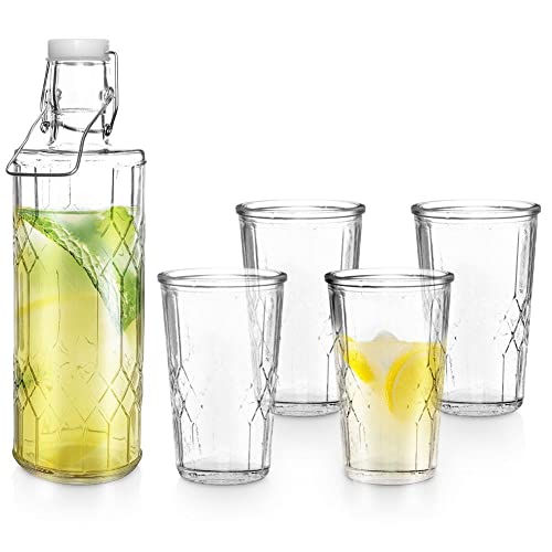 Vilde Gläser Trinkgläser Gläser-Set mit Karaffe Krug 4 Glasgläser Karaffe Set 5-tlg. von Vilde