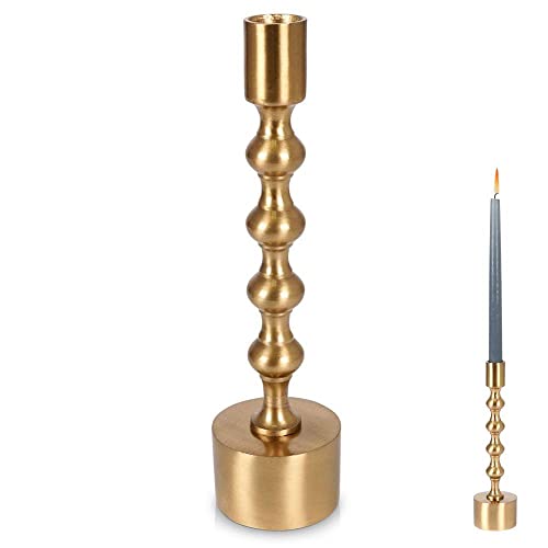 Vilde Kerzenhalter Kerzen-Halter Leuchter Kerzenleuchter Kerzenständer für eine Lange Kerze aus Aluminium Gold 23,5 cm von Vilde
