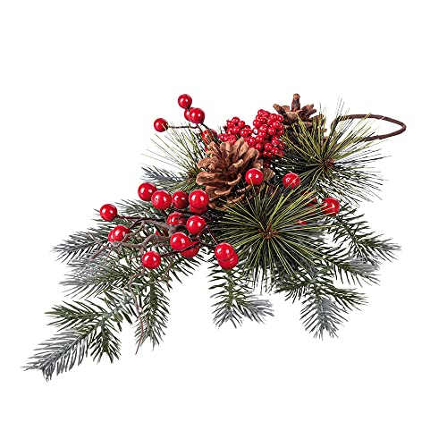 Villa d'Este Home Tivoli Zweig rote Beeren, Tannenzapfen und Kiefernnadeln Höhe 50 cm, Xmas, Rot + Grün + Braun, Medium von Villa d’Este Home Tivoli