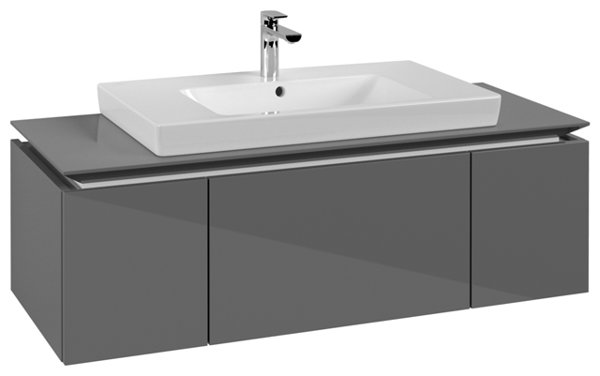 Villeroy & Boch Legato Waschtischunterschrank B696, 1200x380x500mm, mittig, Farbe: Glossy Grey von Villeroy und Boch AG