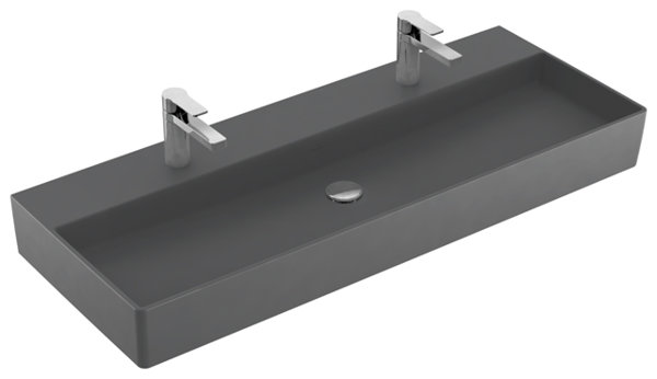 Villeroy & Boch Memento 2.0 Wandwaschbecken, 1200 x 470 mm, , ohne Überlauf, geschliffen, 4A22CG, Farbe: Graphite, Ceramic Plus von Villeroy und Boch AG