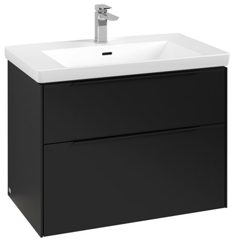 Villeroy & Boch Subway 3.0, 772x576x478 mm, Waschbeckenunterschrank, 2 Auszüge, C574L2, Farbe: Front/Korpus: Volcano Black, Griff: Volcano Black von Villeroy und Boch AG