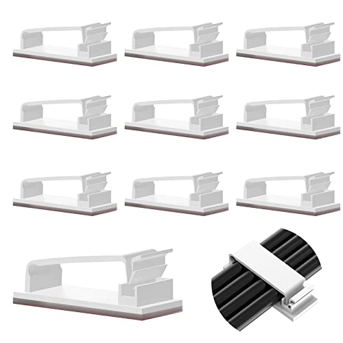 Vinabo 10 Stück Clip-Kabel, selbstklebend, Kabelmanagement-Halterung für Kabelmanagement, für TV, PC, Laptop, Ethernet-Kabel, Schreibtisch, Zuhause, Büro, Weiß von Vinabo
