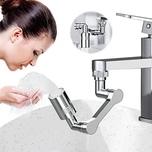 Vinabo, 1080° drehbarer Wasserhahn-Luftsprudler, Duschbrause, einstellbar in 2 Modi, Brause mit Filter für M22/24 Gewindehähne, für Küchen und Badarmaturenverlängerung, silber von Vinabo