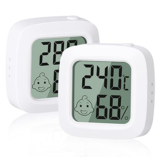 Vinabo 2-teiliges Thermometer, Innenthermometer, kleines digitales Hygrometer, hohe Präzision, Temperatur- und Feuchtigkeitsmesser, Anzeige des Komforts für Büro, Babyzimmer von Vinabo