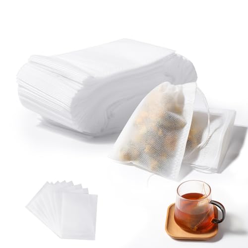 Vinabo 400 Stück Teebeutel für Losen Tee, Teefilter mit Kordelzug, 7 X 9cm Filterbeutel Tee, Einweg Teefilter für Losen Tee für Duftender Tee, DIY Tee, Gewürze,Vanille, Lavendel, Kaffee (Weiß) von Vinabo