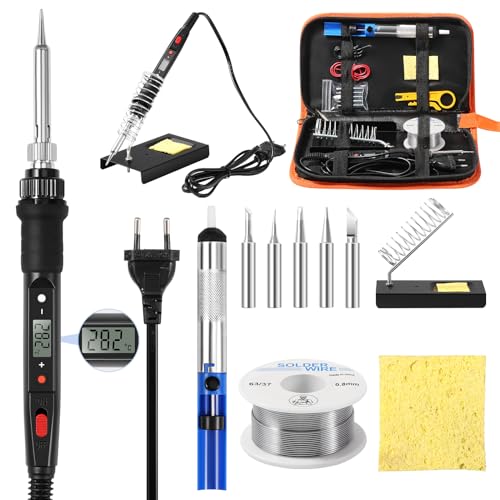 Vinabo 80W Lötkolben Set mit EIN/AUS-Schalter, Soldering Iron, Präziser Elektronischer Lötkolben, Einstellbare Temperatur 180 °C bis 480 °C für Elektrotechnik Reparaturen DIY Profi Hobbybastler von Vinabo