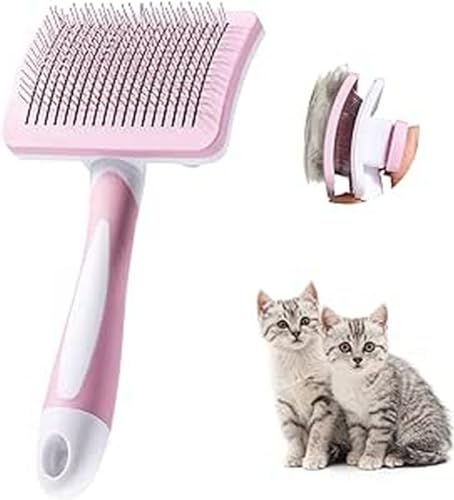 Vinabo Selbstreinigende Haustierbürste, Bürste für langes und kurzes Haar, für Hunde, Katzen, beseitigt effektiv Tomentose unter der Unterwolle und Verfilzungen, Rosa von Vinabo